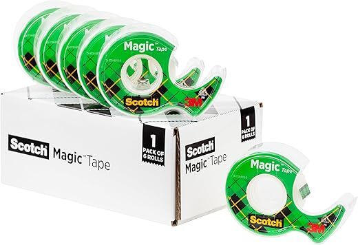 Scotch Magic Tape, Invisible, 6 Rolls With Dispensers