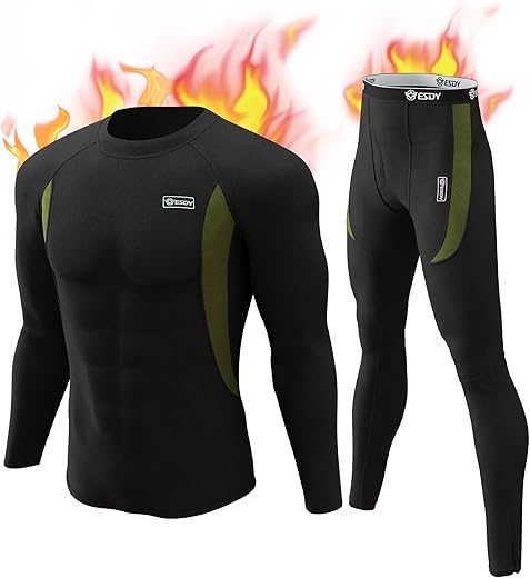 CL convallaria Mens Thermal Underwear Set With Fly