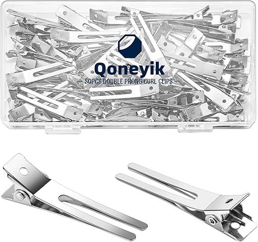 Qoneyik Metal Double Prong Pin Curl Clips