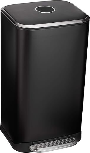 Amazon Basics Metal Rectangular Trash Can, 32 Liter