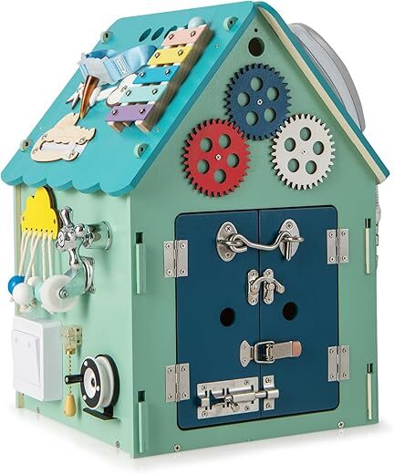 Costzon Montessori Busy House Toy, Wooden Multi-Purpose