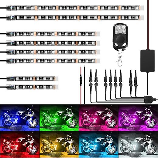 Nilight Motorcycle RGB LED Light Kit, Waterproof