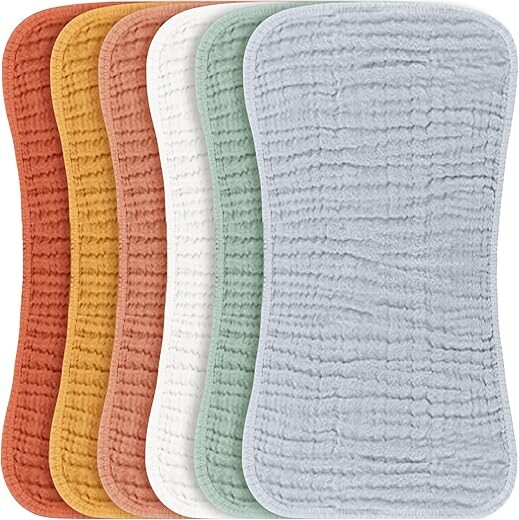 Konssy Muslin Baby Burp Cloths, 6 Pack