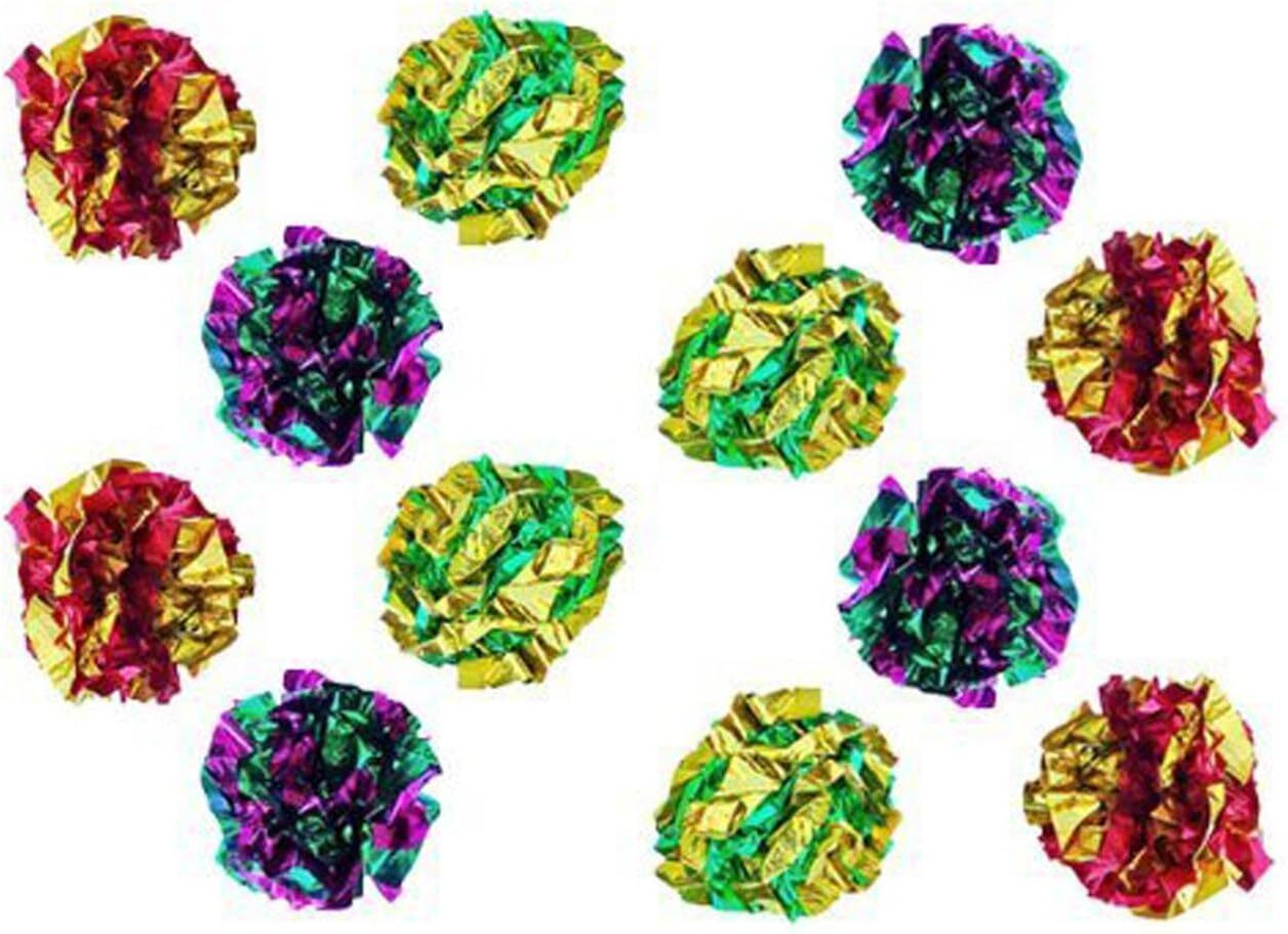 PETFAVORITES Mylar Crinkle Balls Cat Toys – 12 Pack
