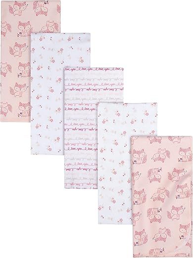 Gerber Newborn Infant Cotton Swaddle Blanket, Foxes White, Pack of 5