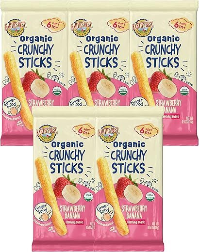 Earth’s Best Organic Baby Teething Snack, Strawberry Banana, .56 oz, Pack of 5