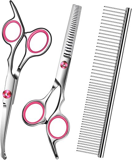 wikdey Pink Dog Grooming Scissors Kit