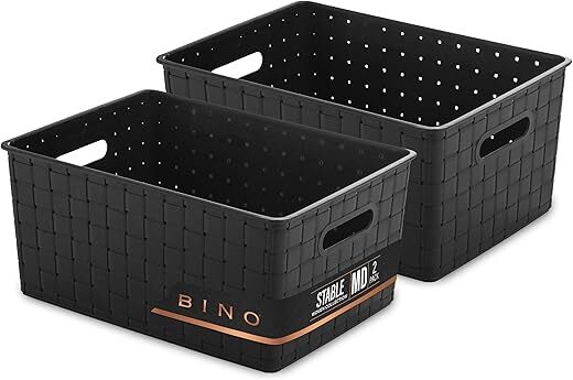 BINO Plastic Medium Storage Baskets – Black