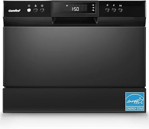 COMFEE’ Portable Countertop Dishwasher, 6 Settings, 8 Programs