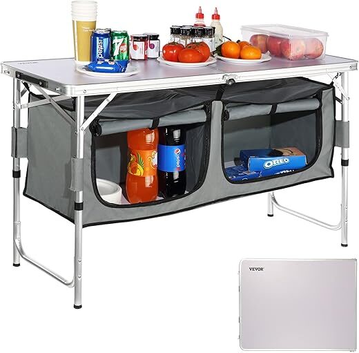 VEVOR Portable Folding Camping Kitchen Table with Storage