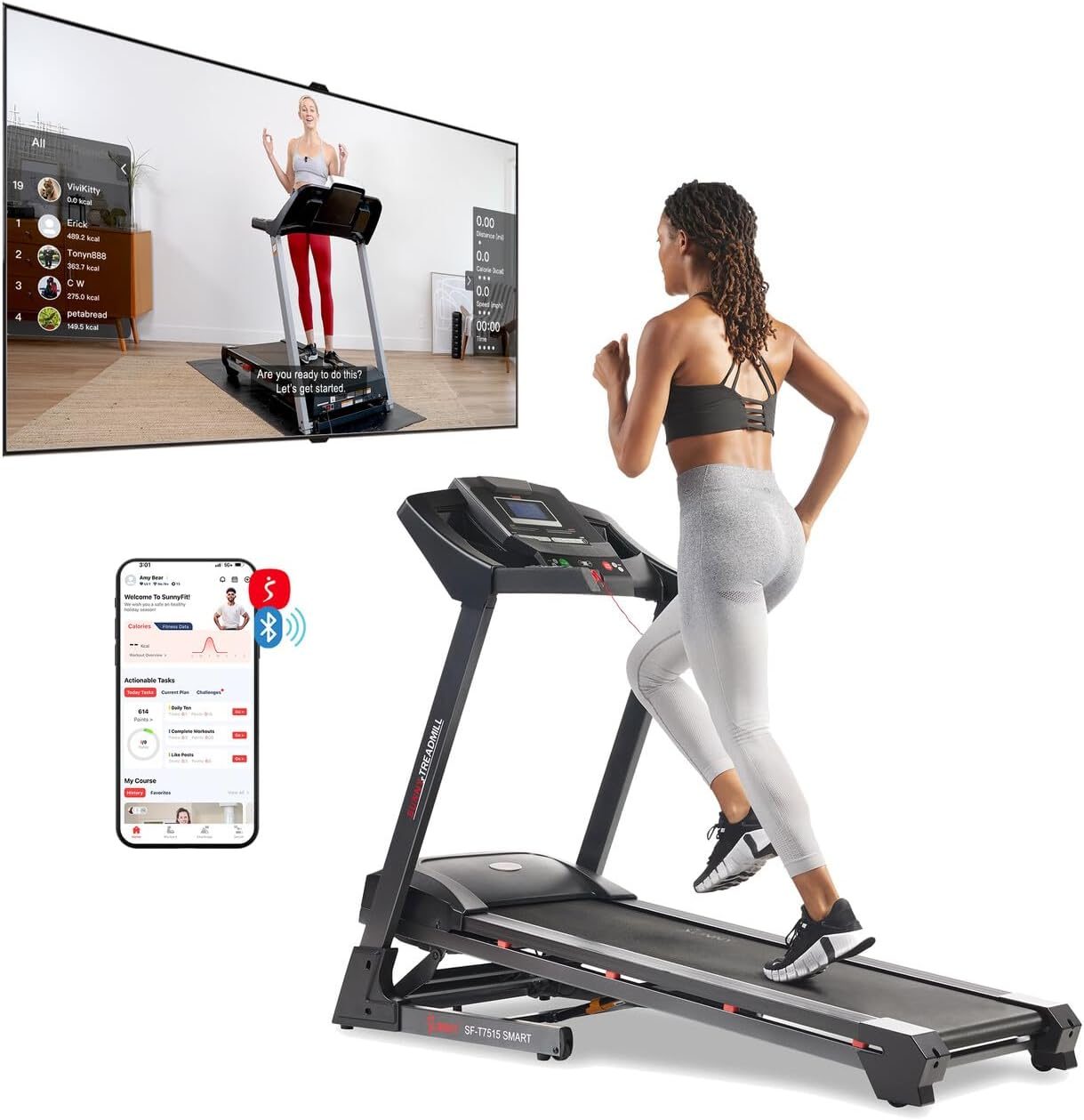 Sunny Health & Fitness Premium Foldable Treadmill With Auto Incline