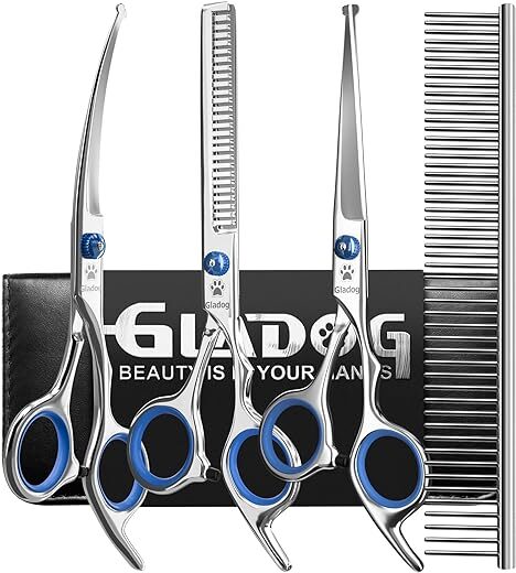 GLADOG Professional 5 in 1 Dog Grooming Scissors Set