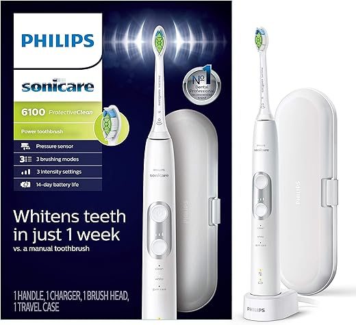 Philips Sonicare ProtectiveClean 6100 Electric Toothbrush, White HX6877/21