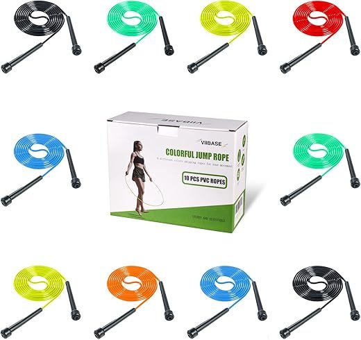 VIIBASE PVC Jump Rope 10 Pack for Cardio Fitness