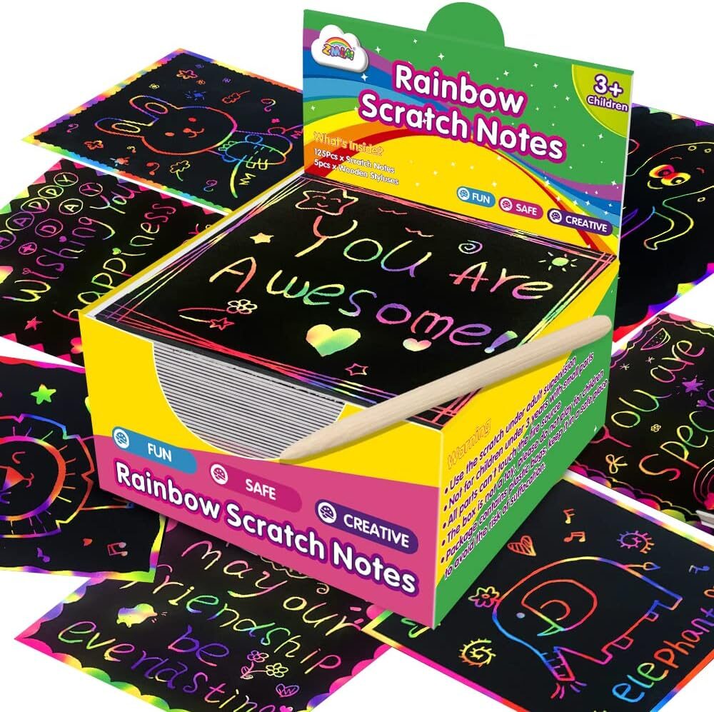 ZMLM Rainbow Scratch Mini Art Notes – 125 Magic