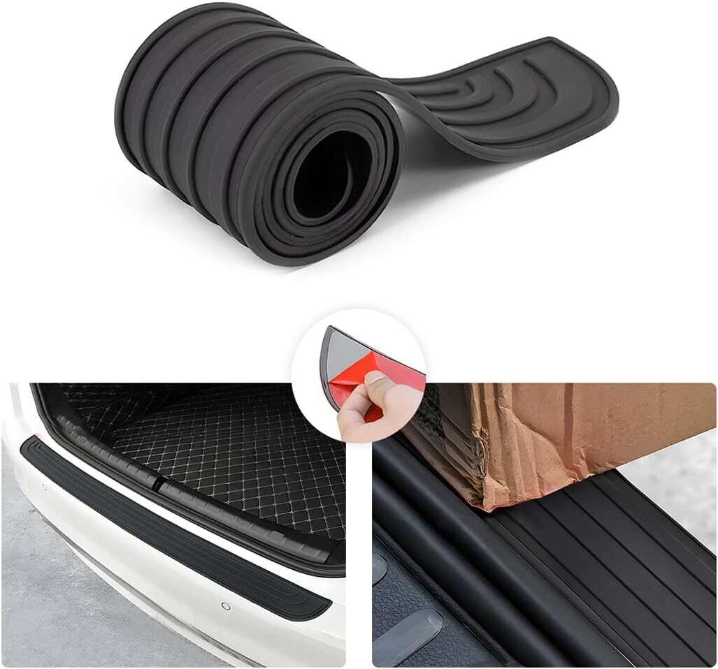 8sanlione Rear Bumper Protector Guard – Black Rubber