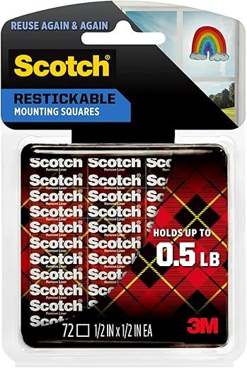 Scotch Restickable Clear Mounting Squares, 72 Count (R103)