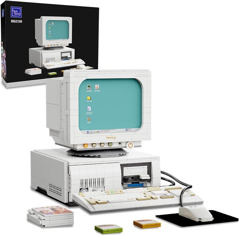 BRICKKK Retro Computer Block Set, Vintage Architecture Model Building Kit