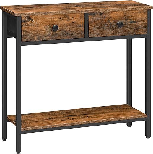 HOOBRO Rustic Narrow Console Table with Storage