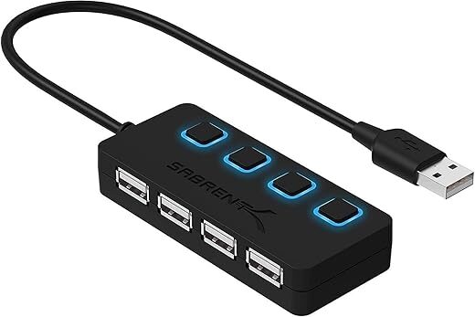 SABRENT 4-Port USB 2.0 Hub with LED Switches