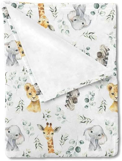 HawSkgFub Safari Jungle Animal Baby Blanket, 123ABC