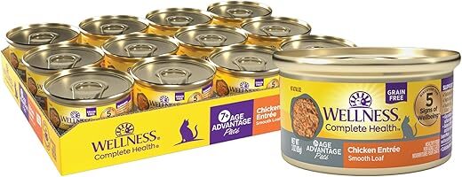 Wellness Senior Grain-Free Chicken Wet Cat Food, 3oz, Pack of 24