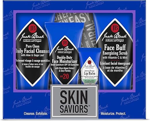 Skin Saviors Set – Pure Clean Daily Cleanser, Double-Duty Moisturizer SPF 20, Intense Therapy Lip Balm SPF 25, & Face Buff