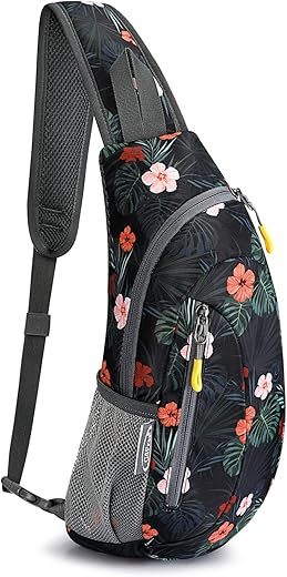 G4Free Sling Bags Shoulder Backpack Crossbody (Flower Black)