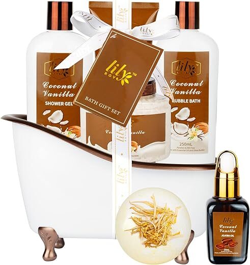 LILY ROY Coconut Vanilla Spa Gift Tub Baskets