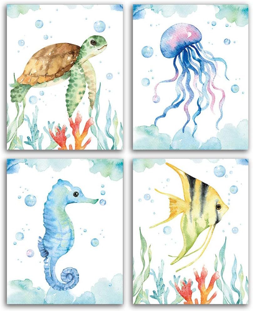 CHIEN-CHI LILI Texture Of Dreams Watercolor Sea Marine Life Art Print Set