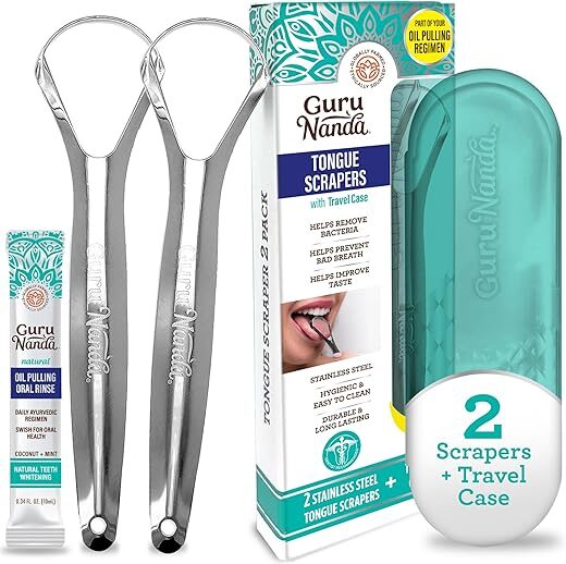 GuruNanda Stainless Steel Tongue Scraper