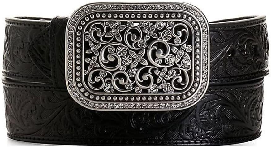 ARIAT Tooled Rhinestone Buckle Belt