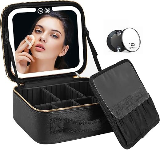 VANMRIOR Travel Makeup Bag With LED Mirror