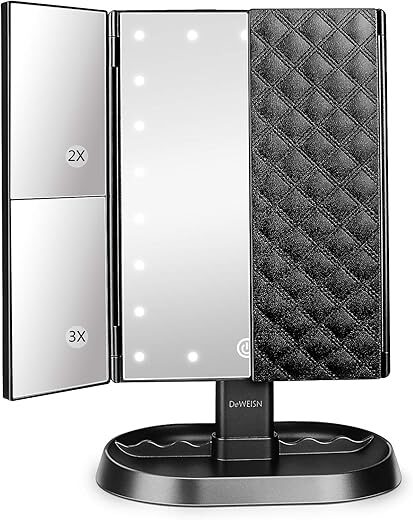 deweisn Trifold Lighted Vanity Makeup Mirror