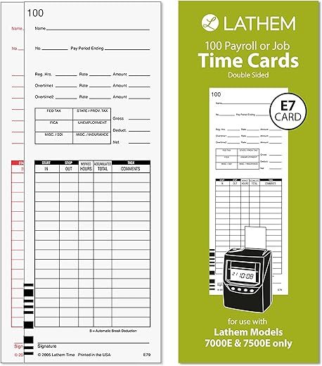 Lathem Universal Payroll/Job Time Cards, E79-100