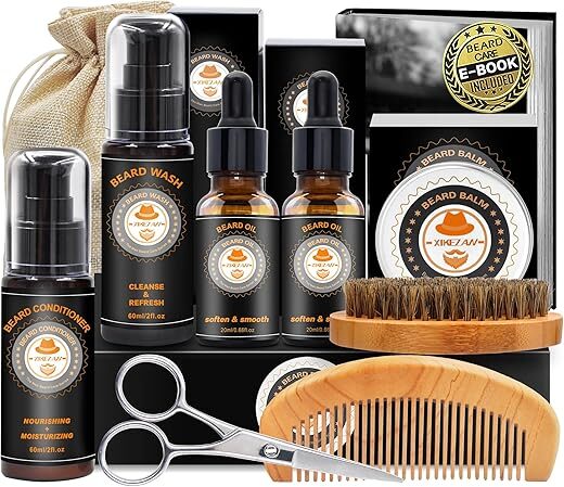 XIKEZAN Upgraded Beard Grooming Kit w/Beard Conditioner