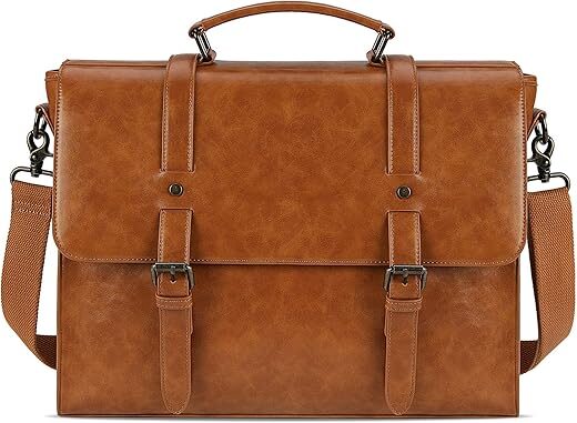 Lubardy Vintage Waterproof Leather Laptop Briefcase