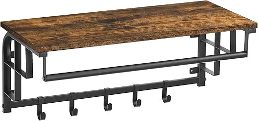 VASAGLE Wall-Mounted Coat Rack with Hooks ULCR12BX