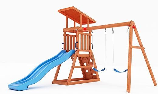 DOLPHIN PLAYGROUND T Wooden Swing Sets With 6FT Slide