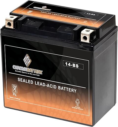 Chrome Battery YTX14-BS ATV Battery Replacement